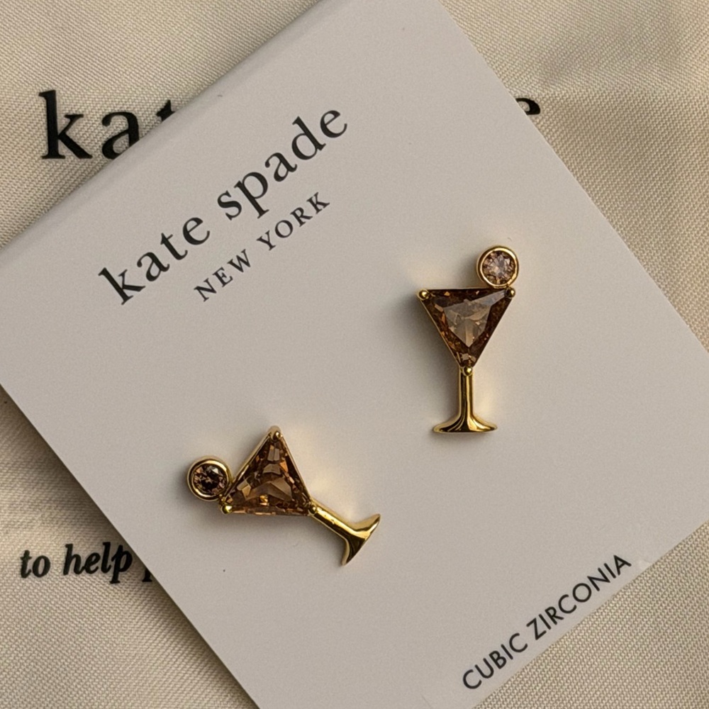 Kate Spade Shiny Gold Martini Glass Studs